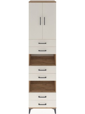 Hyperion Dolap 4 Raflı 6 Çekmeceli 2 Kapaklı 60X44X243 Çam-Aytaşı