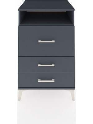 Kronos Komodin Tek Raflı 3 Çekmeceli 60X59X96 Antrasit-Antrasit