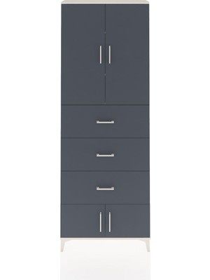 Arges Dolap 3 Raflı 3 Çekmeceli 4 Kapaklı 88X30X243 Aytaşı-Antrasit