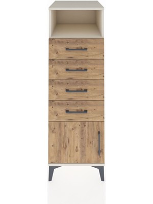 Kronos Dolap Tek Raflı 4 Çekmeceli Tek Kapaklı 44X59X134 Aytaşı-Çam