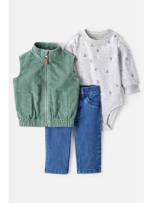 Erkek Bebek Yelekli Set