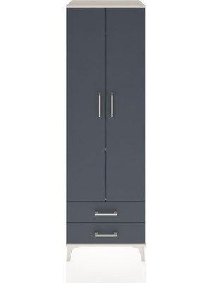 Hyperion Dolap 2 Raflı 2 Çekmeceli Tek Askılı 60X44X195 Aytaşı-Antrasit