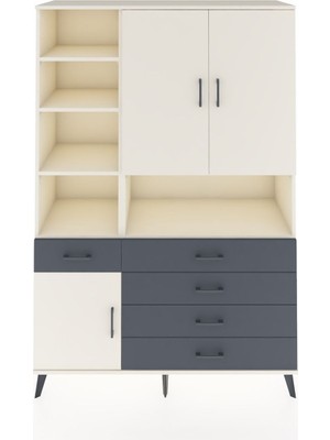 Hyperion Dolap 8 Raflı 5 Çekmeceli 3 Kapaklı 132X44X195 Aytaşı-Aytaşı/antrasit