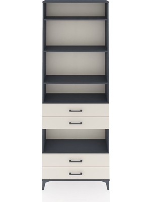 Arges Dolap 5 Raflı 4 Çekmeceli 88X30X243 Antrasit-Aytaşı