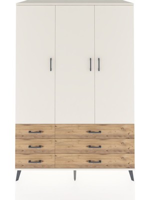 Kronos Dolap 5 Raflı 6 Çekmeceli Tek Askılı 132X59X195 Aytaşı-Aytaşı/çam