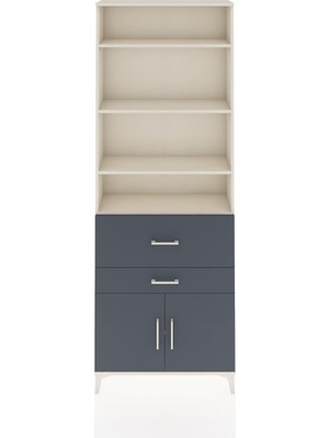 Arges Dolap 5 Raflı 2 Çekmeceli 2 Kapaklı 88X30X243 Aytaşı-Antrasit