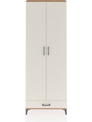 Arges Dolap 6 Raflı Tek Çekmeceli 2 Kapaklı 88X30X243 Çam-Aytaşı