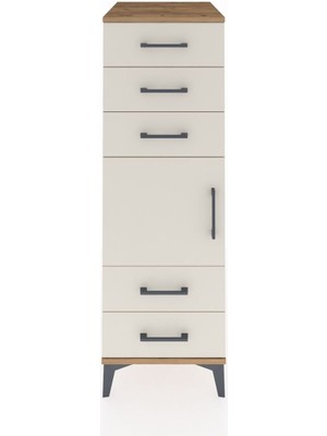 Kronos Dolap Tek Raflı 5 Çekmeceli Tek Kapaklı 44X59X134 Çam-Aytaşı