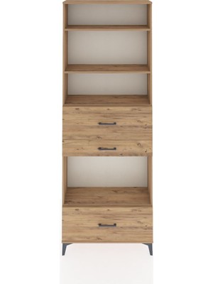 Arges Dolap 4 Raflı 3 Çekmeceli 88X30X243 Çam-Çam