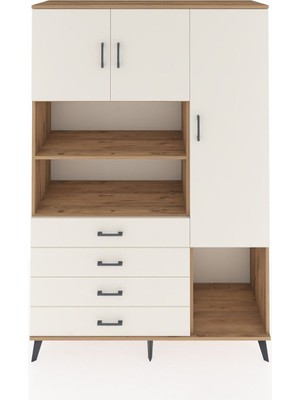 Hyperion Dolap 8 Raflı 4 Çekmeceli 3 Kapaklı 132X44X195 Çam-Aytaşı/aytaşı