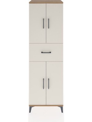 Hyperion Dolap 3 Raflı Tek Çekmeceli 4 Kapaklı 60X44X195 Çam-Aytaşı
