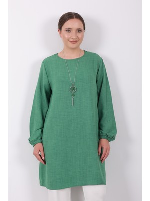 Yazlık Kadın Tunik Günlük Ince Sofia Keten Kolyeli Tunik