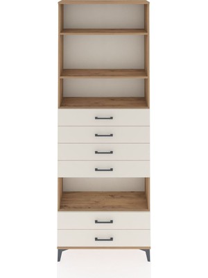 Arges Dolap 4 Raflı 6 Çekmeceli 88X30X243 Çam-Aytaşı