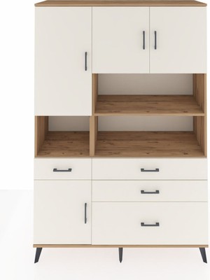 Hyperion Dolap 9 Raflı 4 Çekmeceli 4 Kapaklı 132X44X195 Çam-Aytaşı/aytaşı