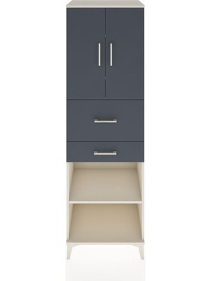 Hyperion Dolap 4 Raflı 2 Çekmeceli 2 Kapaklı 60X44X195 Aytaşı-Antrasit