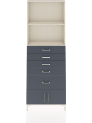 Arges Dolap 2 Raflı 5 Çekmeceli 2 Kapaklı 88X30X243 Aytaşı-Antrasit