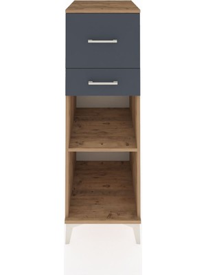 Kronos Dolap Tek Raflı 2 Çekmeceli 44X59X134 Çam-Antrasit