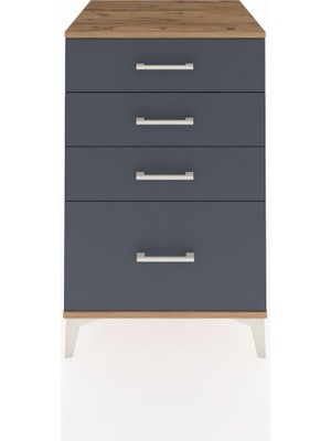 Kronos Komodin 4 Çekmeceli 60X59X96 Çam-Antrasit