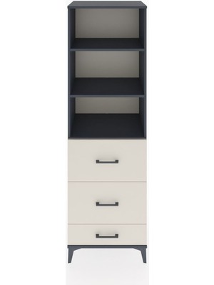 Hyperion Dolap 3 Raflı 3 Çekmeceli 60X44X195 Antrasit-Aytaşı