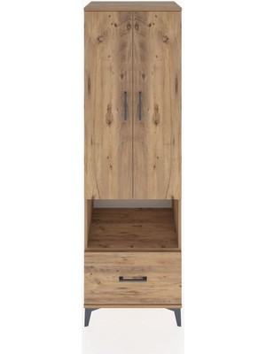 Hyperion Dolap 3 Raflı Tek Çekmeceli Tek Askılı 60X44X195 Çam-Çam