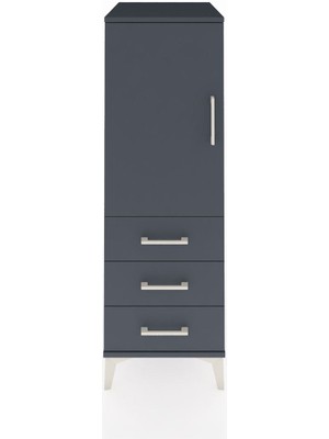 Kronos Dolap 2 Raflı 3 Çekmeceli Tek Kapaklı 44X59X134 Antrasit-Antrasit