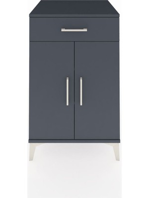 Kronos Komodin 2 Raflı Tek Çekmeceli 2 Kapaklı 60X59X96 Antrasit-Antrasit
