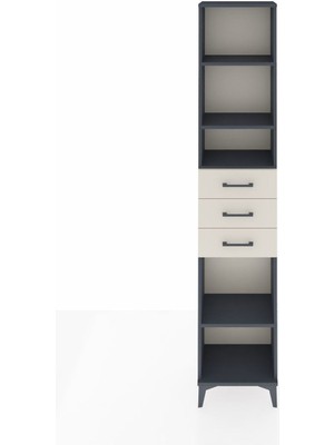 Arges Dolap 4 Raflı 3 Çekmeceli 44X30X221 Antrasit-Aytaşı