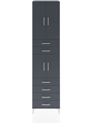 Hyperion Dolap 3 Raflı 6 Çekmeceli 4 Kapaklı 60X44X243 Antrasit-Antrasit