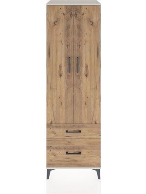 Hyperion Dolap 4 Raflı 2 Çekmeceli 2 Kapaklı 60X44X195 Aytaşı-Çam