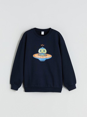Lc Waikiki Yeni Sezon Bisiklet Yaka Baskılı Erkek Çocuk Sweatshirt