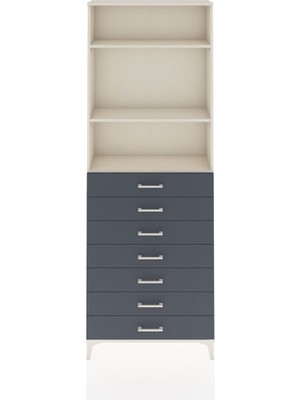 Arges Dolap 3 Raflı 7 Çekmeceli 88X30X243 Aytaşı-Antrasit