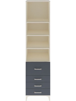 Hyperion Dolap 4 Raflı 4 Çekmeceli 60X44X243 Aytaşı-Antrasit