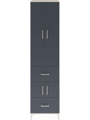 Hyperion Dolap 5 Raflı 2 Çekmeceli 4 Kapaklı 60X44X243 Aytaşı-Antrasit
