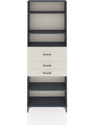 Arges Dolap 4 Raflı 3 Çekmeceli 88X30X243 Antrasit-Aytaşı