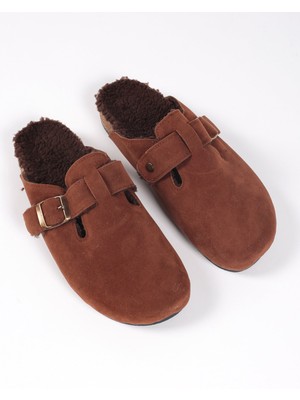 Chirpy Kahverengi Süet Siestra Erkek Kışlık Ev İçi Terlik Peluş Astar ile Rahat ve Şık Tasarım