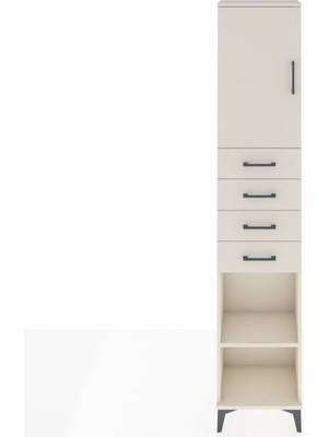 Arges Dolap 3 Raflı 4 Çekmeceli Tek Kapaklı 44X30X221 Aytaşı-Aytaşı