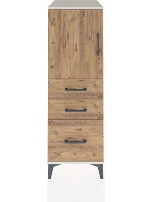 Kronos Dolap 2 Raflı 3 Çekmeceli Tek Kapaklı 44X59X134 Aytaşı-Çam