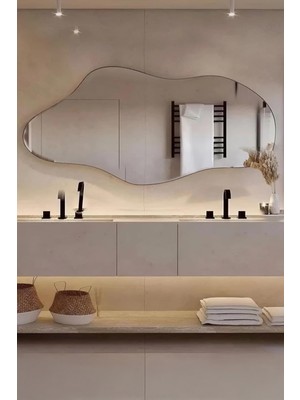 Faw Decor Kapadokya Asimetrik Ahşap Çerçeveli Modern Duvar Aynası, Dresuar Boy Aynası