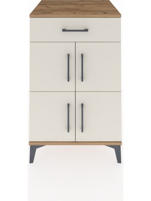 Kronos Komodin Tek Raflı Tek Çekmeceli 4 Kapaklı 60X59X96 Çam-Aytaşı