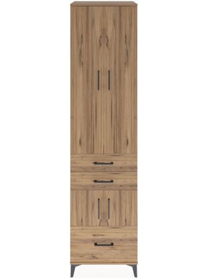 Hyperion Dolap 5 Raflı 3 Çekmeceli 4 Kapaklı 60X44X243 Çam-Çam