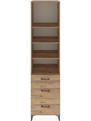 Hyperion Dolap 4 Raflı 3 Çekmeceli 60X44X243 Çam-Çam