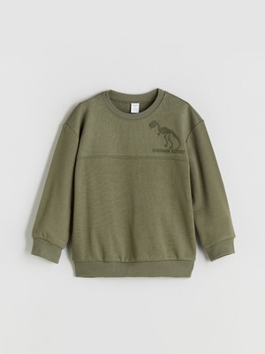 Lc Waikiki Yeni Sezon Bisiklet Yaka Dinozor Baskılı Erkek Çocuk Sweatshirt