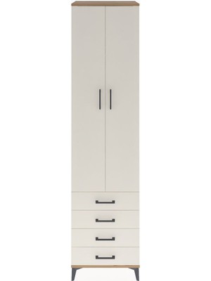 Hyperion Dolap 5 Raflı 4 Çekmeceli 2 Kapaklı 60X44X243 Çam-Aytaşı