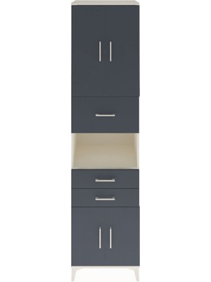 Hyperion Dolap 3 Raflı 3 Çekmeceli 4 Kapaklı 60X44X243 Aytaşı-Antrasit