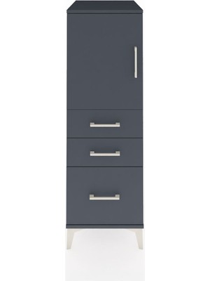 Kronos Dolap 2 Raflı 3 Çekmeceli Tek Kapaklı 44X59X134 Antrasit-Antrasit