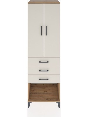 Hyperion Dolap Tek Raflı 3 Çekmeceli Tek Askılı 60X44X195 Çam-Aytaşı