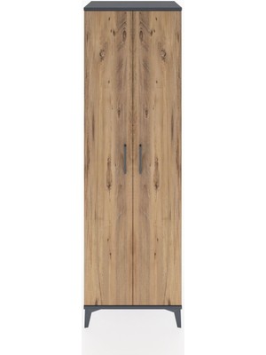 Hyperion Dolap 5 Raflı 2 Kapaklı 60X44X195 Antrasit-Çam