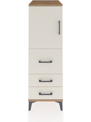 Kronos Dolap Tek Raflı 3 Çekmeceli Tek Kapaklı 44X59X134 Çam-Aytaşı