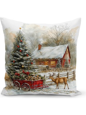 Yılbaşı Serisi Çift Tarafı Dijital Baskılı Kırlent Kılıfı (Christmas Noel Cushion Cover)