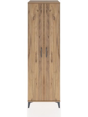 Hyperion Dolap 3 Raflı 2 Kapaklı Tek Askılı 60X44X195 Çam-Çam